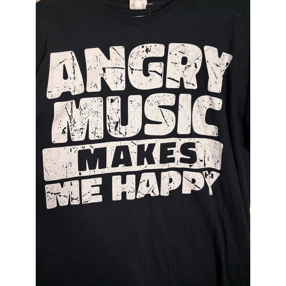 Angry Music Makes Me Happy Black XL Shirt